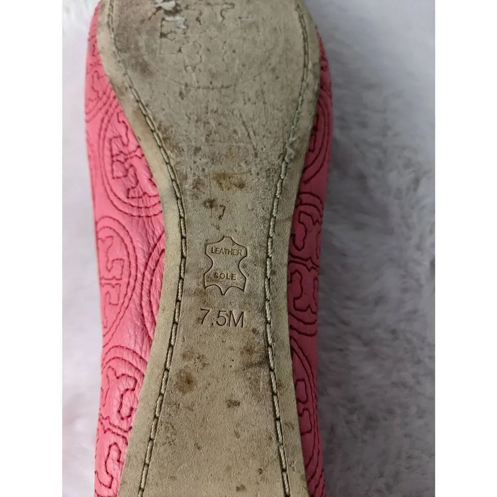 Tory Burch Chelsea‎ Pink Stitched Ballet Flats sz 7.5